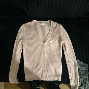 Wilfred Ribbed V-Neck Cardigan - Light Pink